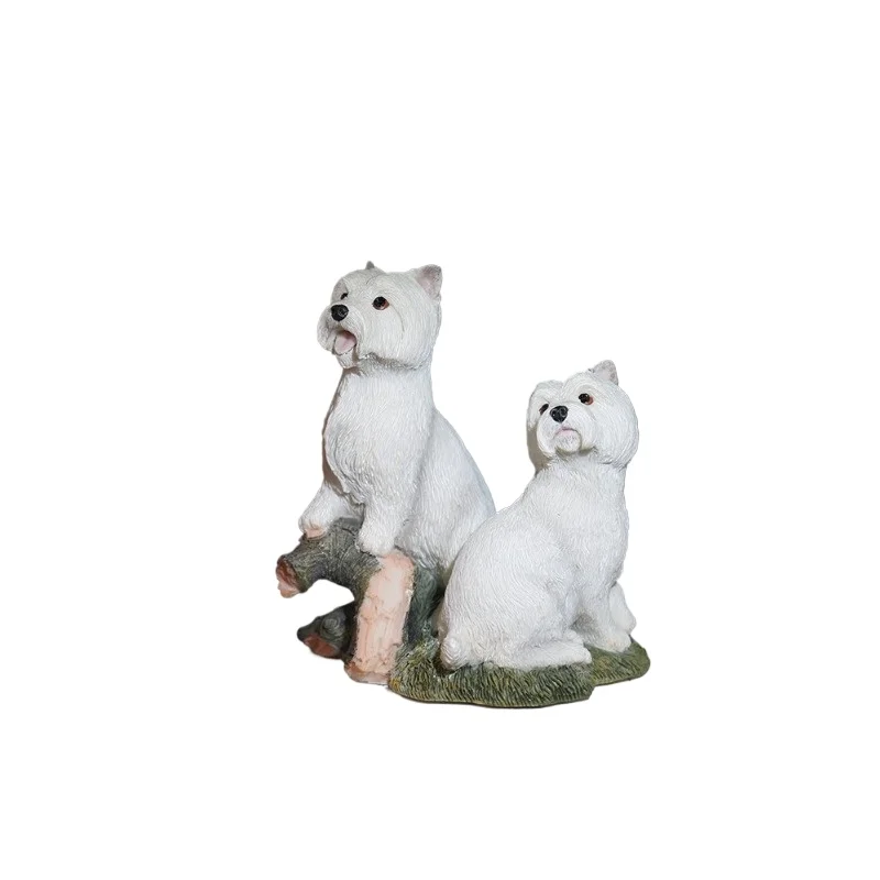 Cute West Highland White Terrier Simulation Dog Model Figure Car Ornament Crafts Gift Collection
