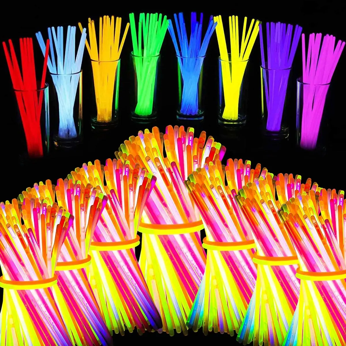 12/24/36/48 Stück 8-Zoll-Leuchtröhren in zufälliger Farbe – fluoreszierende Leuchtstäbe mit Anschlüssen, tolle kreative Displays ZSY