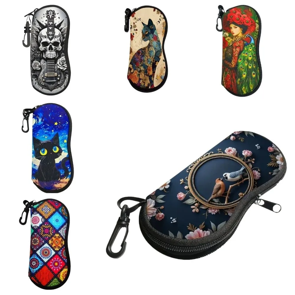 

Creative Hanging Eyeglass Case Soft Leather Reading Glass Pouch Portable with Clip SunGlasses Holder Eyewear Accessories