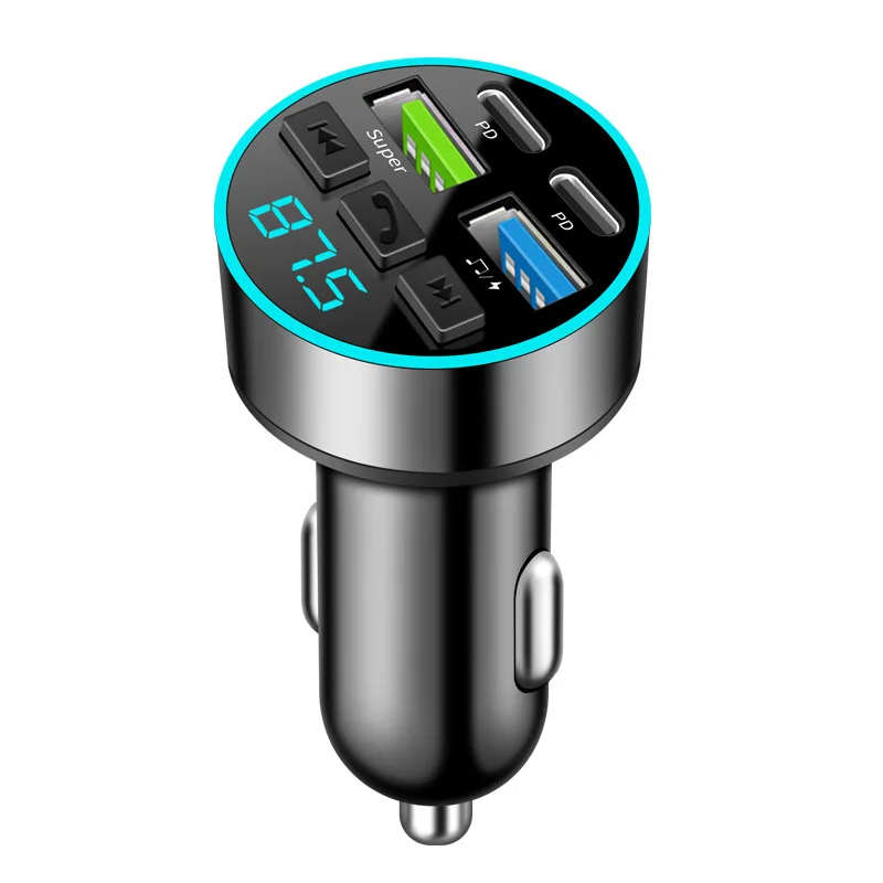 cigarette lighter car mp3 fm Car Cigarette Lighter Bluetooth 5.0 Car FM Transmitter PD Type-C Dual USB  Ambient Player Car MP3 Charger Smartphone Charge