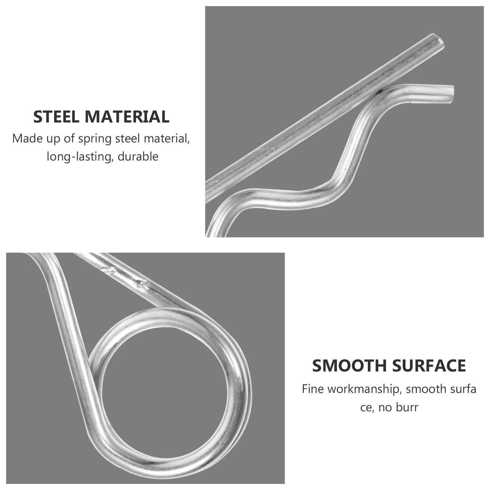 

10pcs R Shape Spring Pin Metal 65 Manganese Steel Durable Cotter Pin For Automobile Machinery Workshop Garage Equipment Tractor