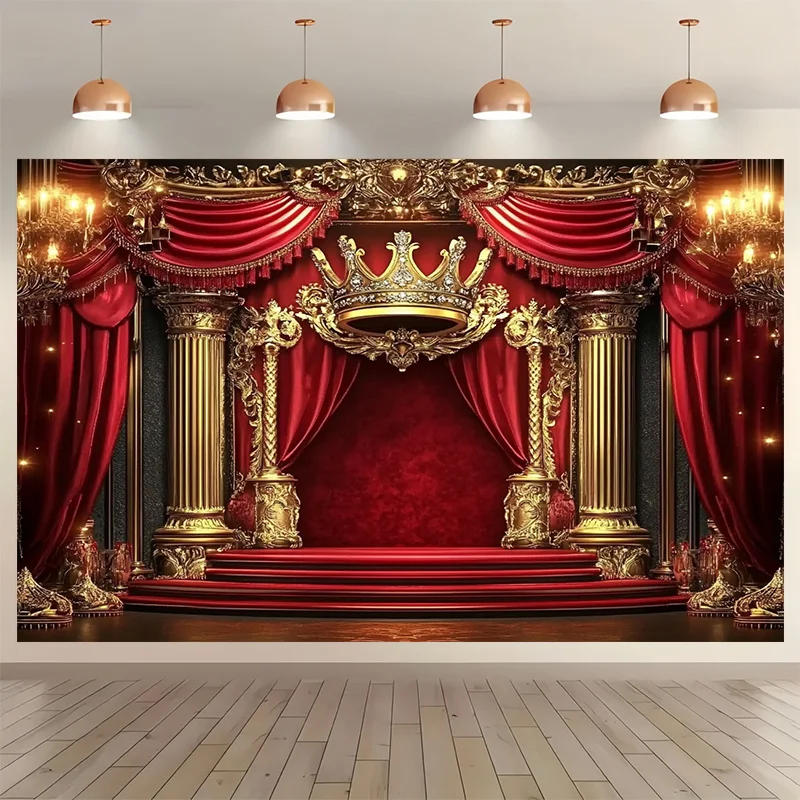 قطعة واحدة، عمود فاخر من الذهب لخلفية التصوير الفوتوغرافي على شكل تاج، مناسب لدعائم الاستوديو لتزيين العطلات #5