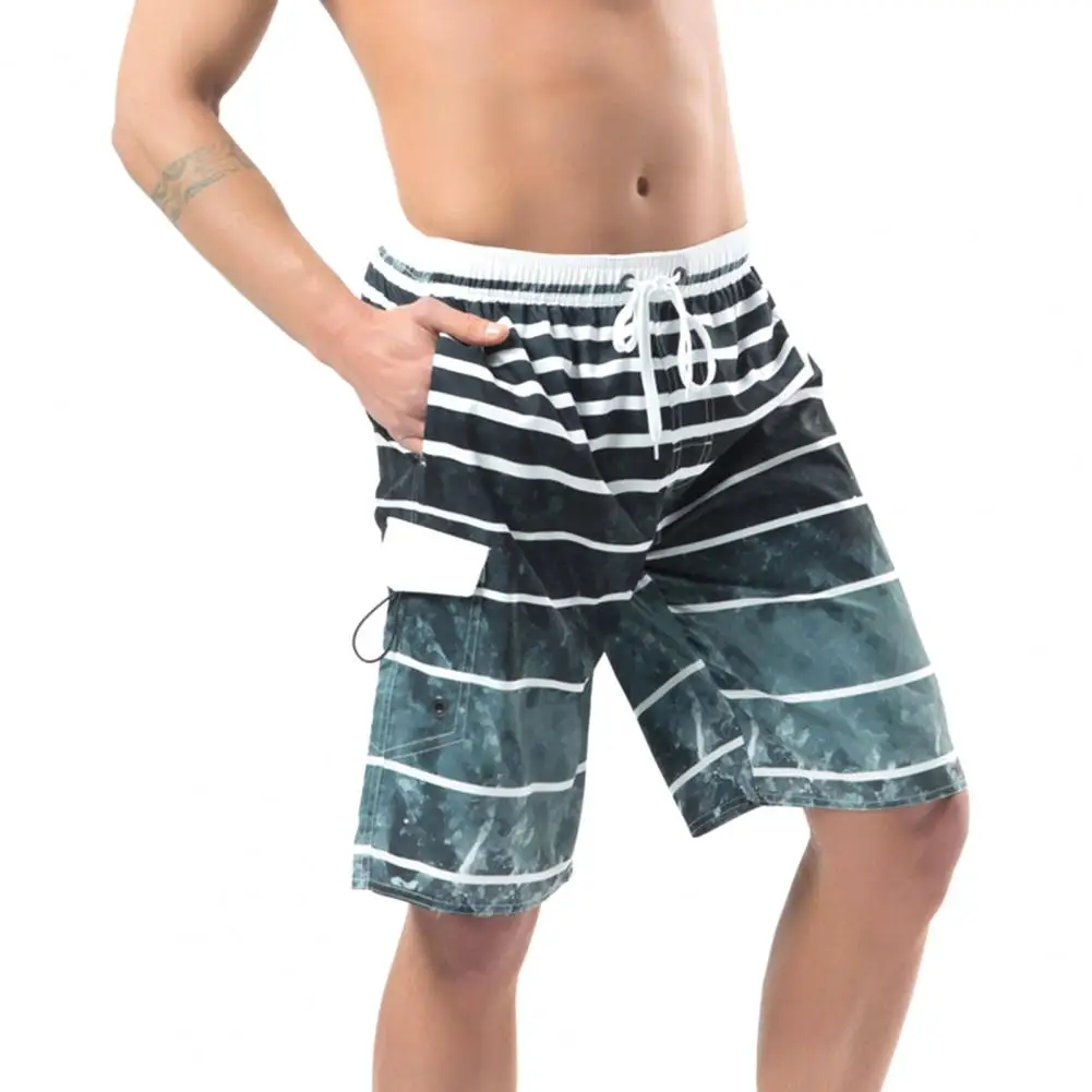 

Летние пляжные шорты, мужские стильные цветные полосатые свободные карманы на шнурке, спортивные шорты для фитнеса, мужские шорты