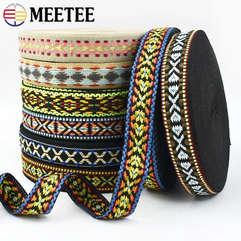 

10M 20mm/0.78inch Jacquard Webbings Strap Ribbons Decorative Polyester Webbing Tapes Bag Lace Band Clothes Sewing Accessories