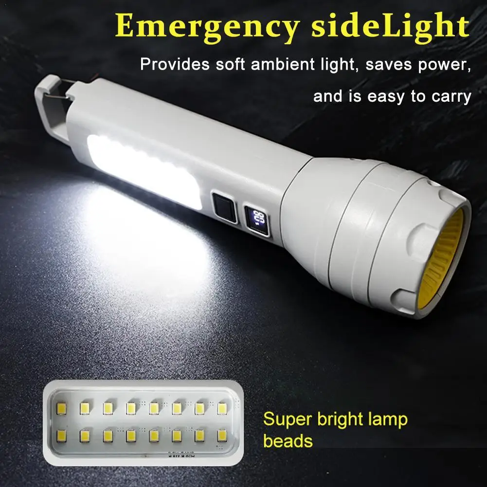 Solar Flashlight TpyeC Rechargeable Portable Small Flashlight 1200mAh Usb Rechargeable Outdoor Multifunctional Emergency Light