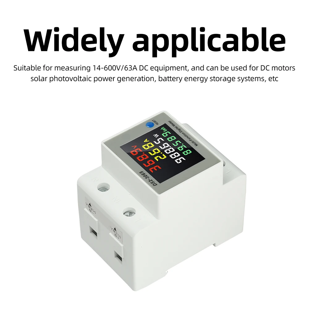 DIN-Schienen-DC-Energiezähler DC14-600V 63A 4-in-1 Multifunktions-LCD-DC-Watt-KWh-Zähler mit automatischer Datenspeicherung für Solarbatterie-Motorüberwachung – Detail 10