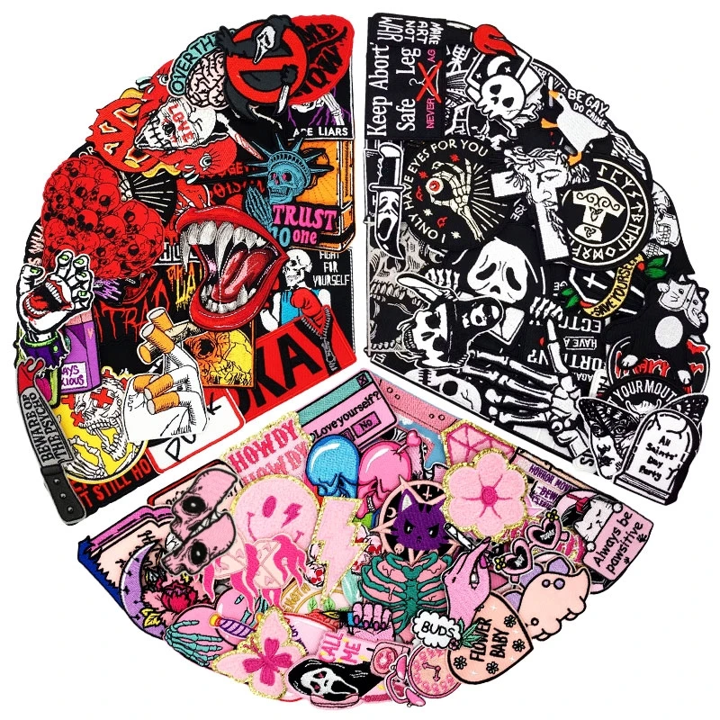 

50pcs/lot Embroidery Patches Appliques for Clothing Punk DIY Iron on Patches Backpack Clothes Jacket Jeans Stickers