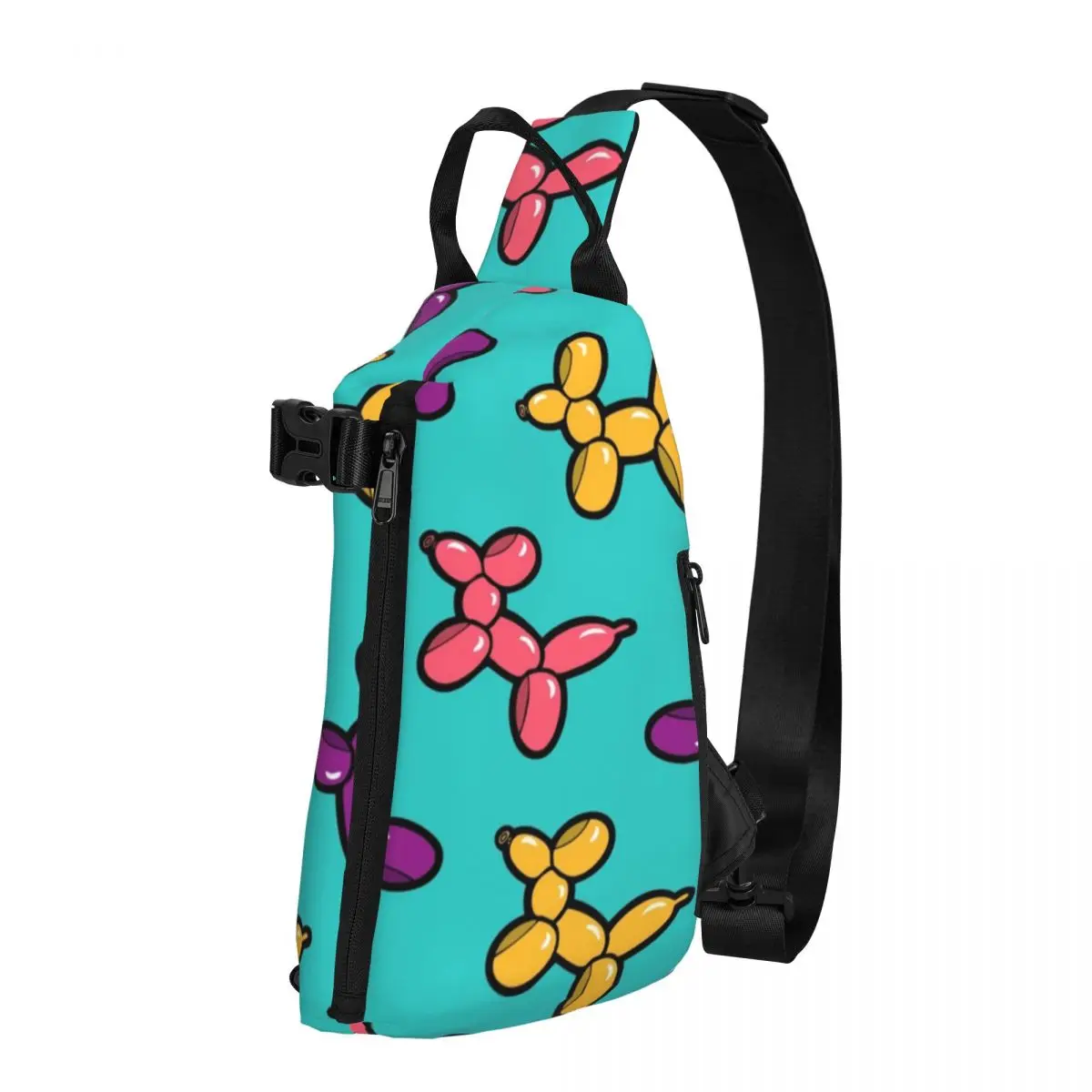 Balloon Animal Chest Bags Male Colorful Dogs Print Designer Shoulder Bag Fun School Small Bag Cycling Fishing Sling Bags