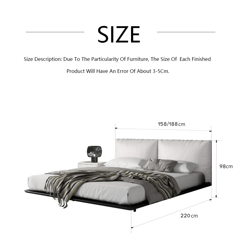 Italian Simple Suspension Bed Modern Simple Leather Bed Small Family Master Bedroom Double Bed 1.5M/1.8M Soft Bag Wedding Bed