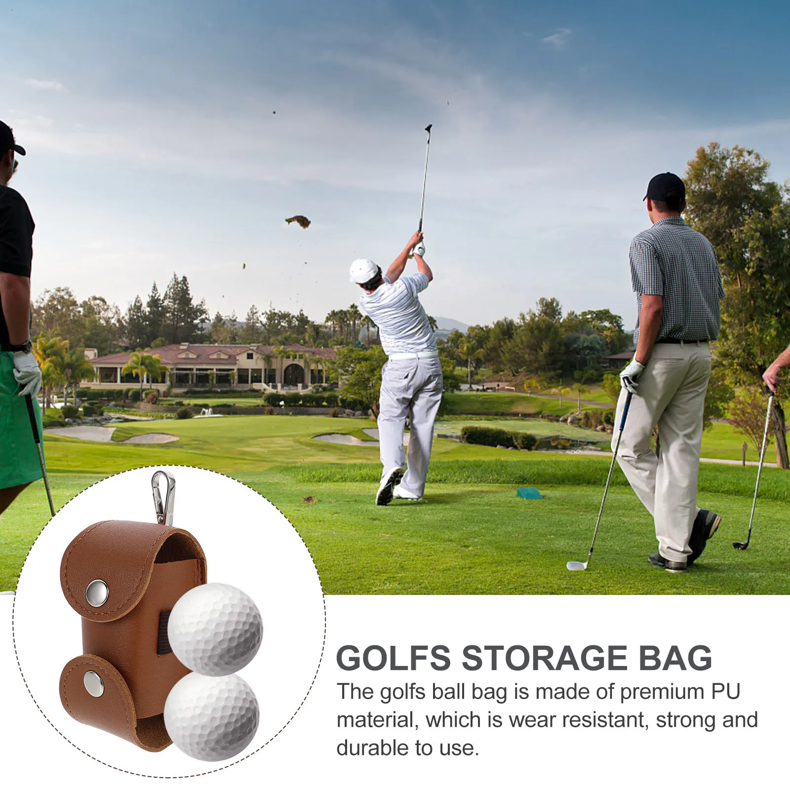 

1Pcs PU Golfs Ball Storage Bag Holds 2 Golf Balls Compact Durable Wear Resistant Golfs Accessory Essential for Training