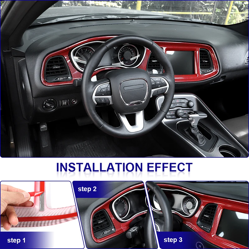 BAWA Center Control Instrument Cluster Decoration Cover For Dodge Challenger 2015+ Center Console Panel ABS Stickers