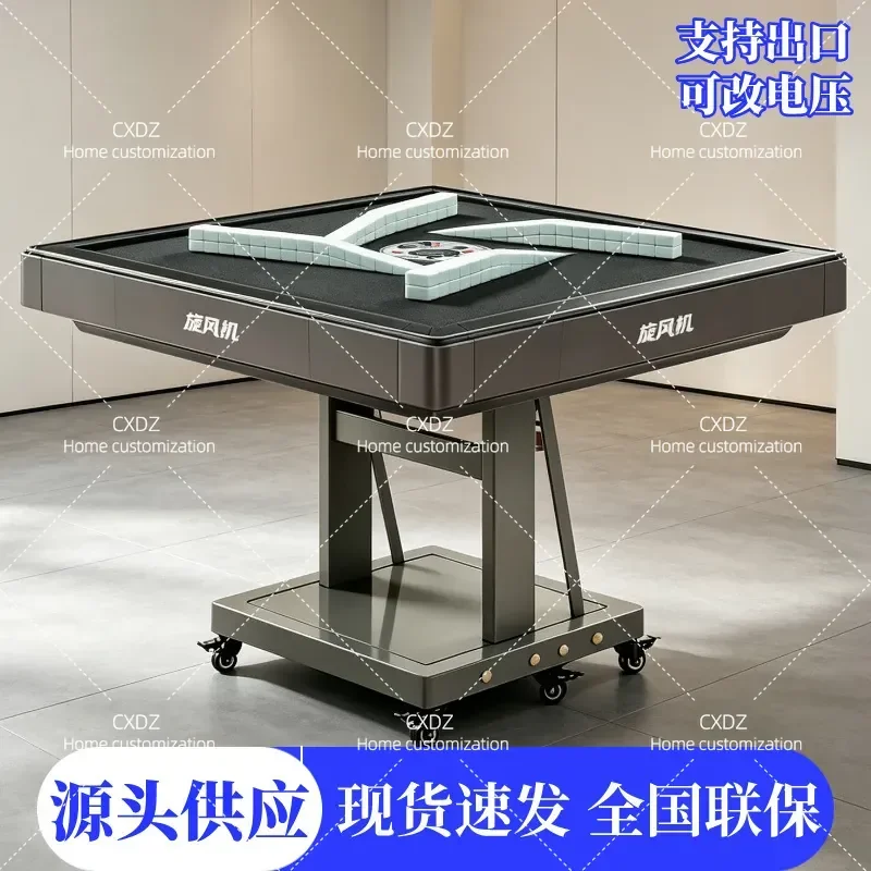 Double Folding Fully Automatic Mahjong Table Dual Purpose Dining Table with Cyclone Roller Coaster for Home Card Room