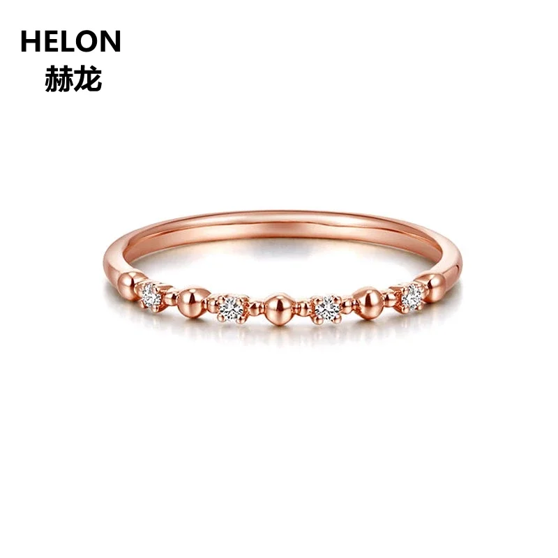 

Solid 14k Rose Gold Natural Diamonds Engagement Wedding Ring Women Fine Jewelry Trendy Anniversary Gift