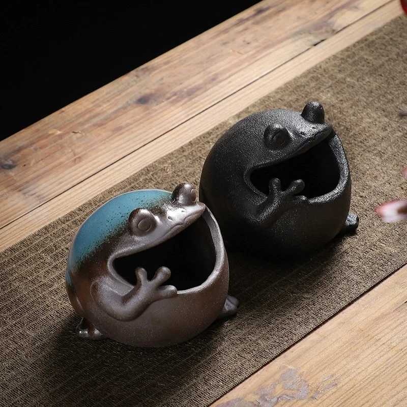 

Cartoon Frog Ashtray Animal Ceramic Ashtray Anti-fly Ash Storage Box Storage Ornaments Statue Decoration Crafts Organize Box