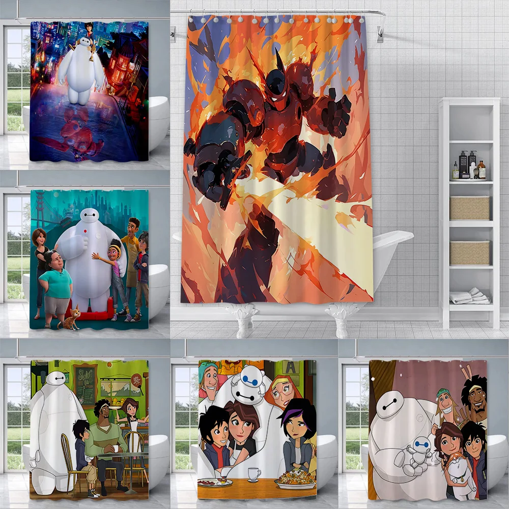 

Cartoon B-Big Hero 6 Shower Curtain Waterproof Polyester Fabric Paint Colorful Bath Curtains Home Bathroom Curtain With Hook