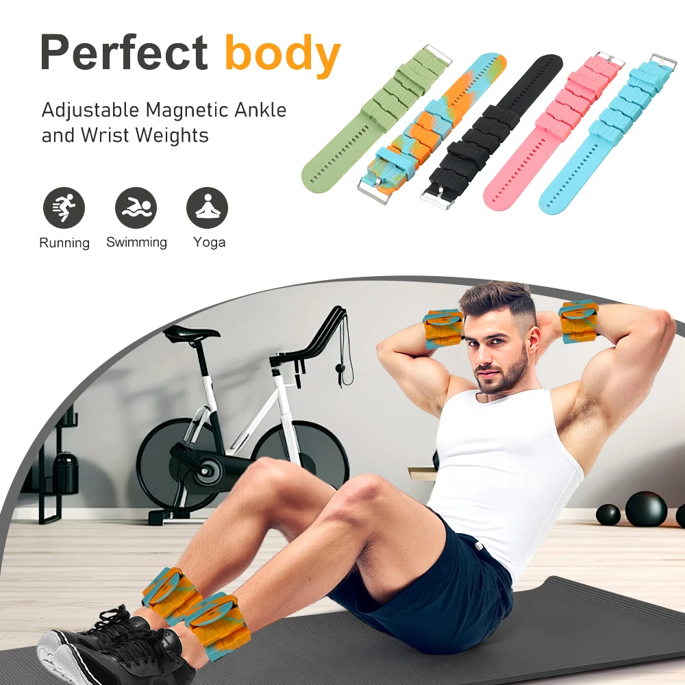 1 Pair Ankle Wrist Weights (495g Each) Adjustable Leg Arm Weights, Weighted Wristbands Bracelets for Walking, Running, Yoga