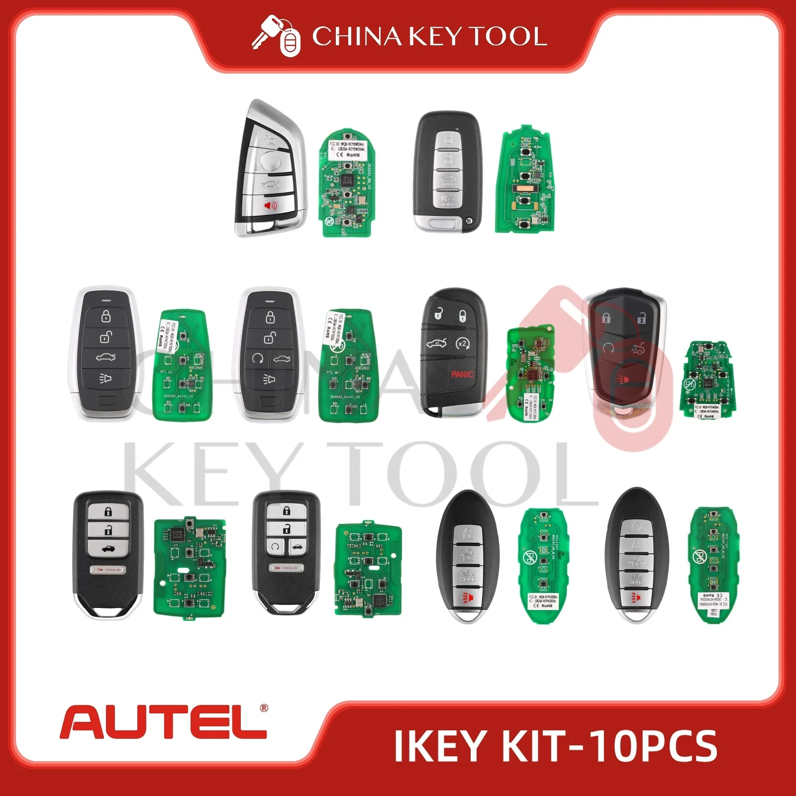 10PCS Autel Best-Selling IKEY KIT IKEYAT004CL AT005BL CL005AL GM005AL HD004AL HD005AL HY004AL NS004AL  NS005AL BW004AL