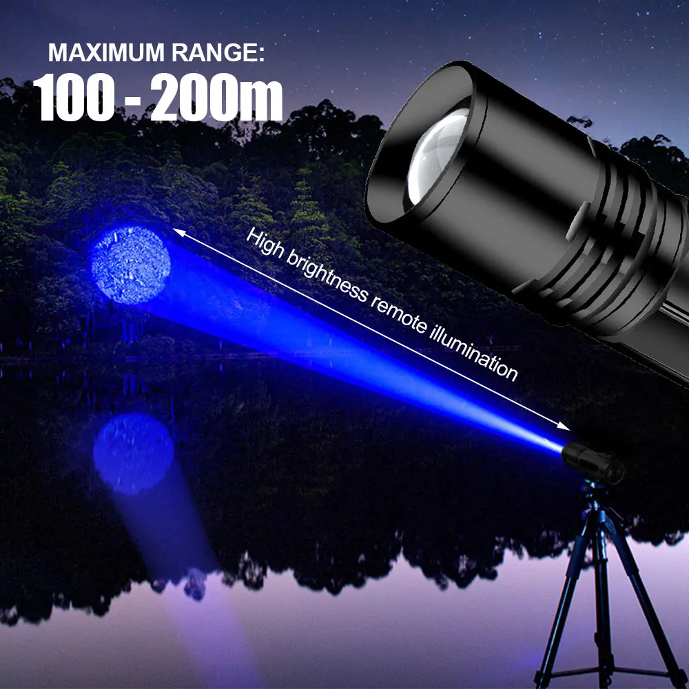 2/4 Colors LED Fishing Searchlight USB Rechargeable Outdoor Handheld Spotlights Hunting Boating Camping Flashlight With Bracket