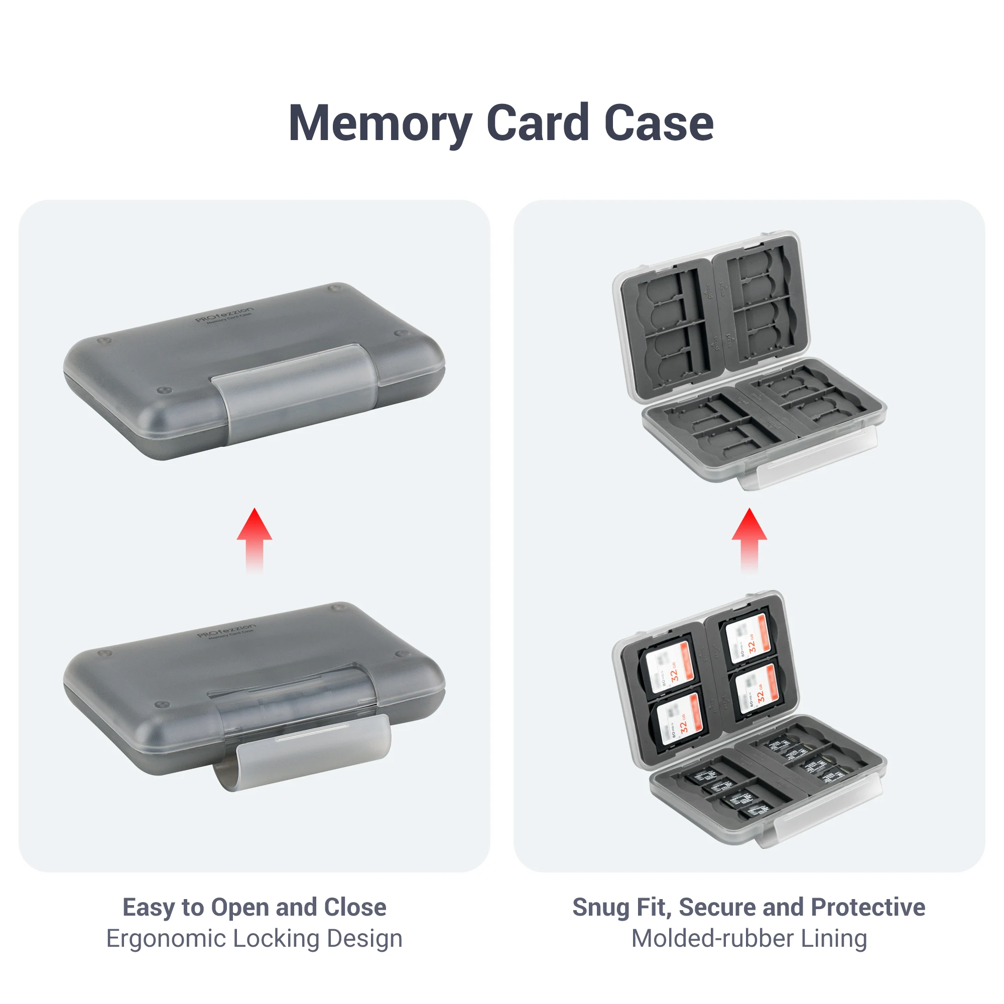 PROfezzion 2pcs S + L custodia per scheda SD impermeabile con moschettone custodia rigida per porta scheda di memoria SD per scheda SDHC SDXC 12 SD