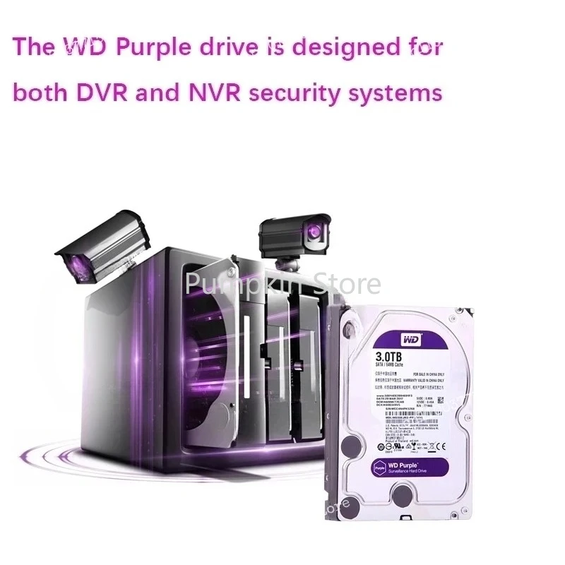 WD Ungu 3TB 4TB 6TB 8TB 10TB Pengawasan Hard Drive SATA III HDD HD Harddisk untuk Sistem Keamanan Perekam Video DVR NVR CCTV