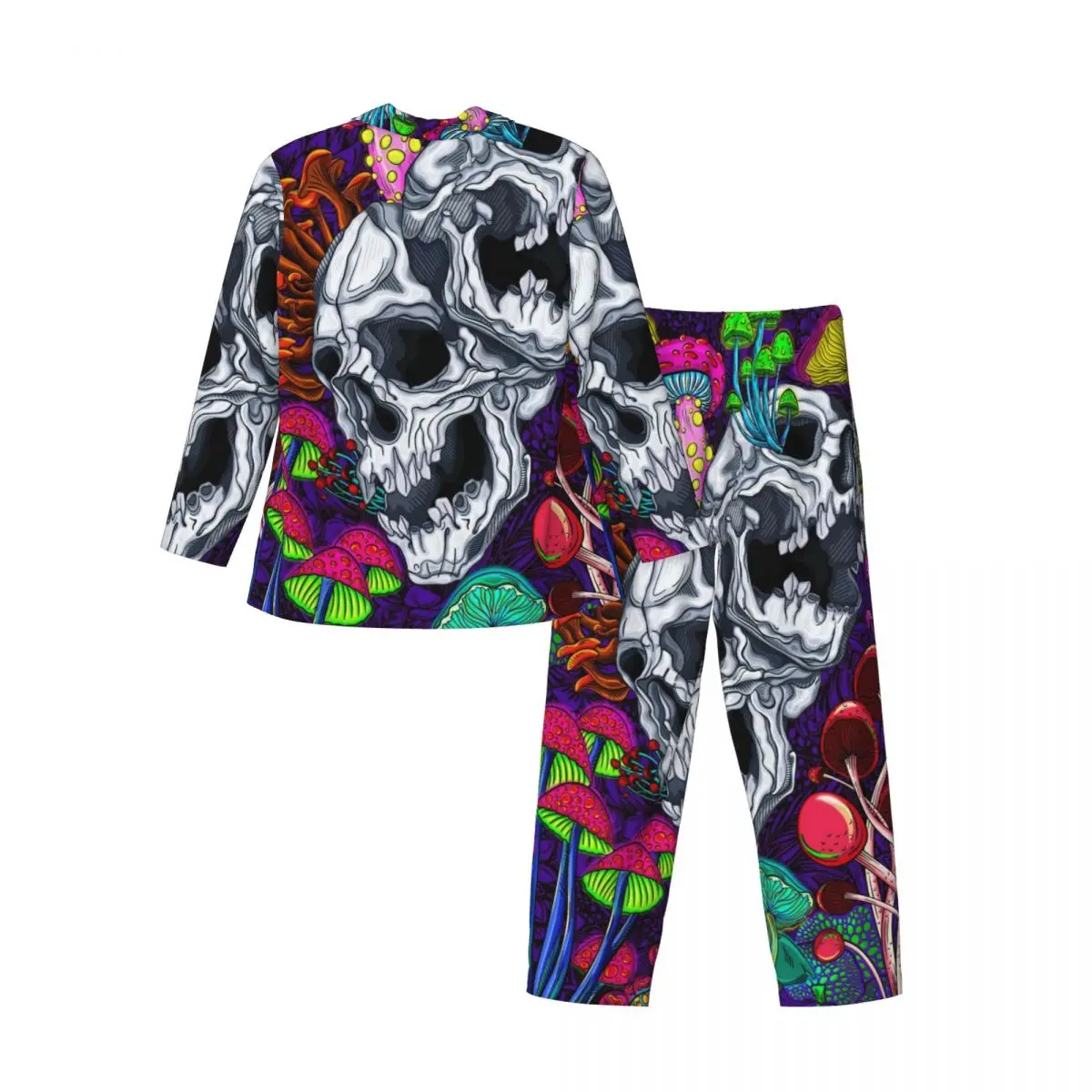 Men's Home Suits Long-sleeved Psychedelic Mushroom Sprin Skull Suits for Autumn and Winter Pajamas for Men