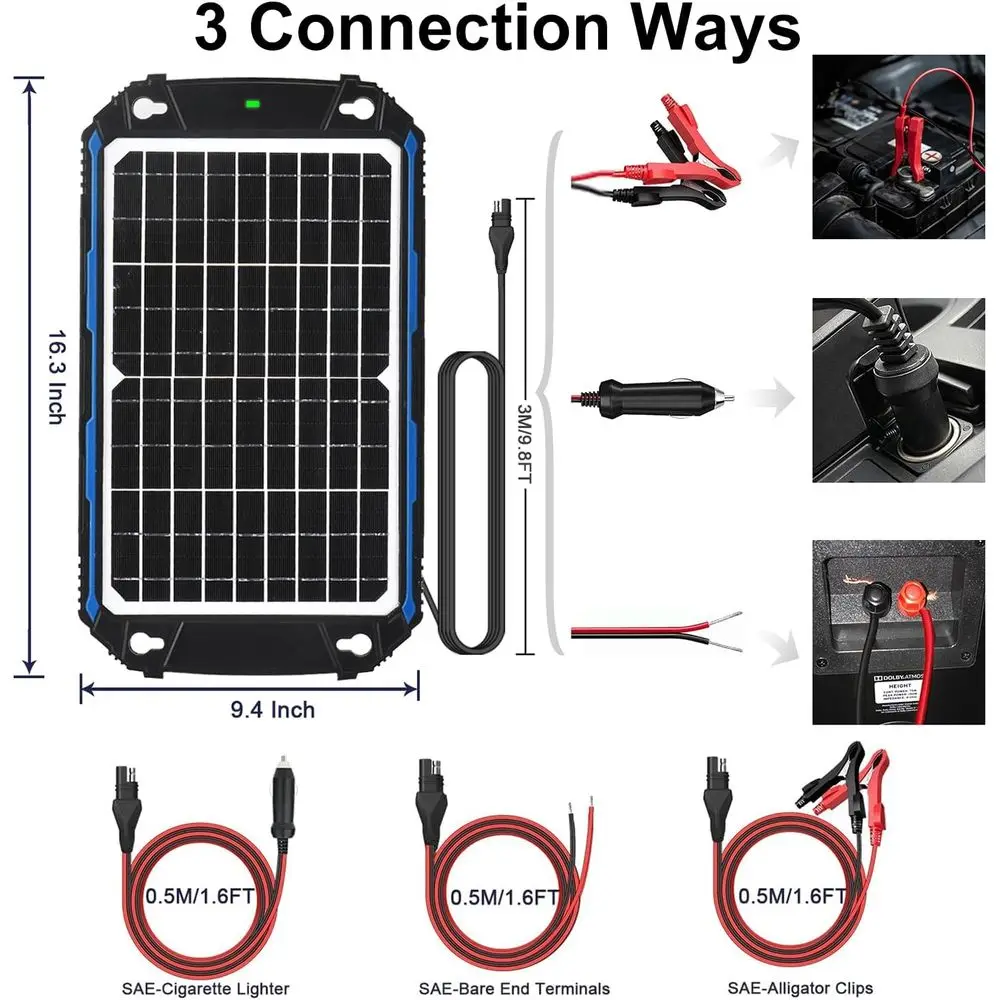 Waterproof 12W 12V Solar Battery Charger & Maintainer Pro, Built-in UltraSmart MPPT Charge Controller, 12 Volt Solar Panel Trick view 5