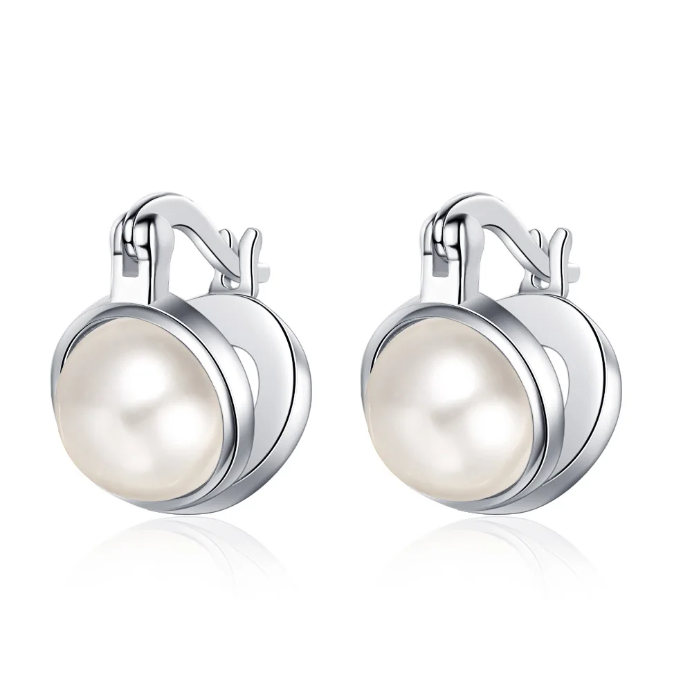 925 Sterling Silver Pearl Stud Brincos para Mulheres, Jóias de Orelha, Selo, Acessórios de Festa de Aniversário, Meninas, Pingentes Finos