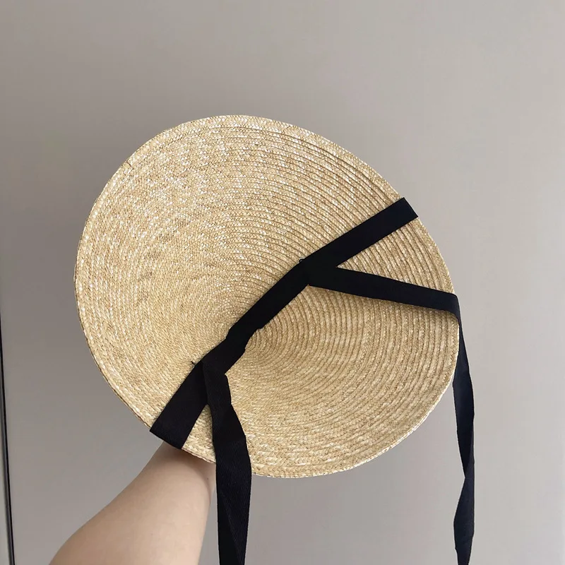 Fashion Vacation Straw Conical Hat Lace-Up Black Band Straw Hat Summer Sun-Shading Beach Travel Sun Hat