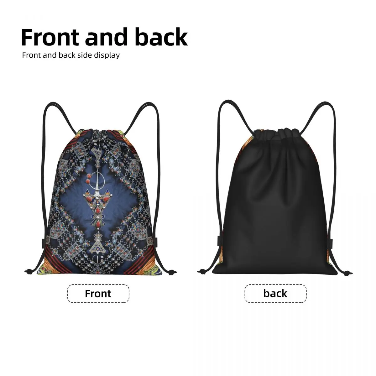 Custom Kabyle Jewelery Drawstring Bags for Training Yoga Backpacks Women Men Amazigh Algeria Dress Sports Gym Sackpack