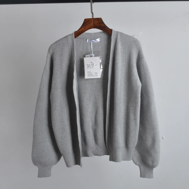 

Spring New Sle Pure Color Lantern Sve Open Cardigan Long Sve Knitted Versatile Slimming Top Women's Faion Sweater
