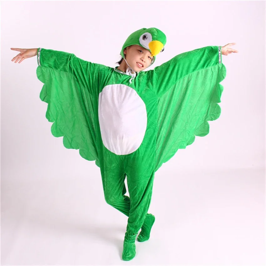 Halloween Cosplay Costumes para crianças, animal, desenhos animados, pássaro, papagaio, macacão, chapelaria, batwing, festa infantil, roupas de desempenho