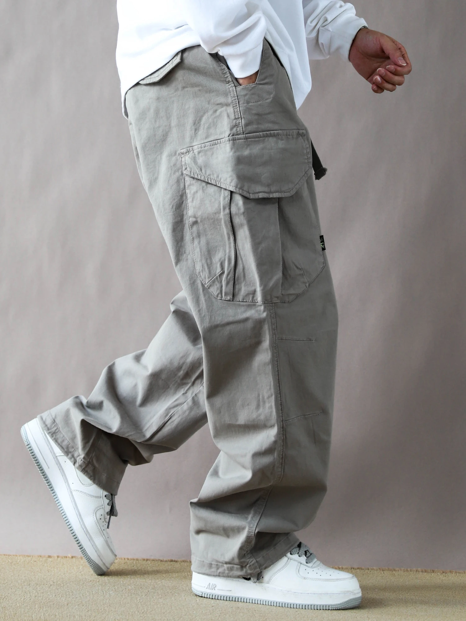 

Retro American Waed Large ket Work Trousers Spring Autumn Pure Cotton Loose Straight Leg Long Pants 2025 New Sle Light...