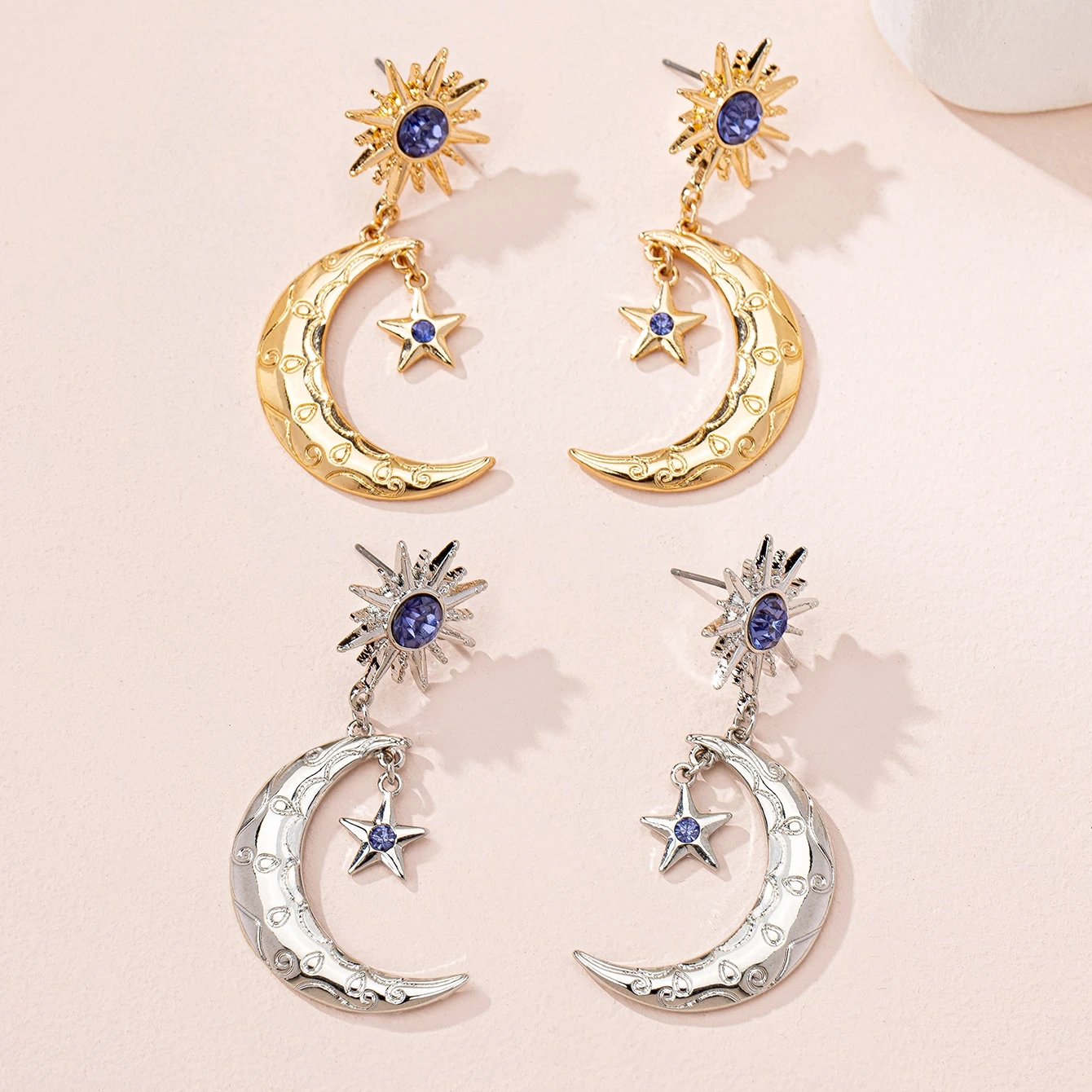 أقراط مرصعة مع قلادات القمر والنجمة هدايا مجوهرات #3