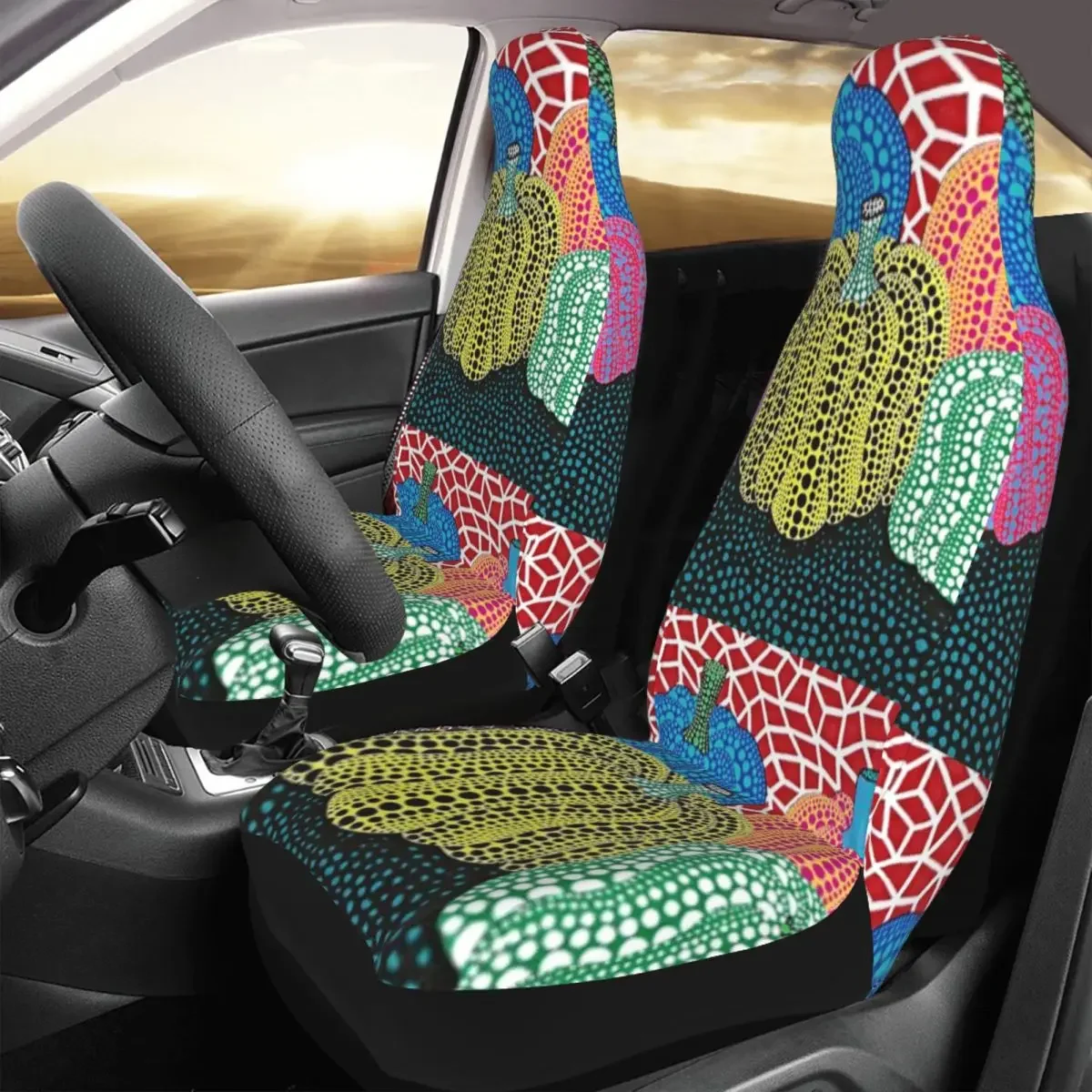 Three Polkadot Pumpkin Art Car Seat Cover Yayoi Kusama Automobiles Seat Covers for Trucks SUV or Van Auto Protector Accessories