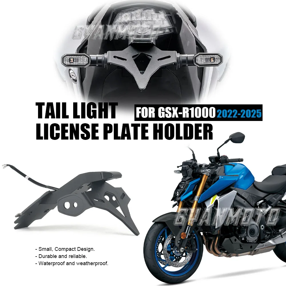 

For Suzuki GSX-S1000 GSXS1000 2022-2025 Motorcycle Rear Short Tail Stock Tidy License Plate Holder Tailstock Bracket LED Light