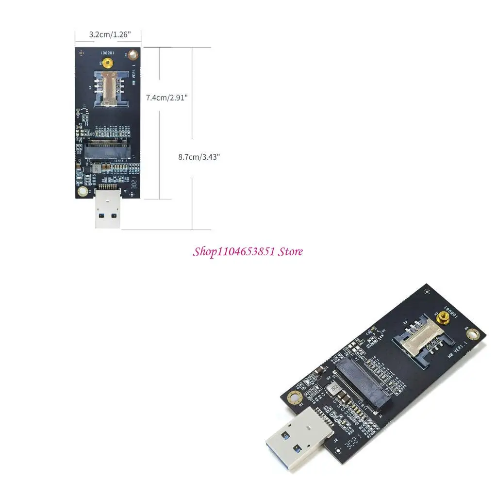 NGFF Key-B to USB3.0 3G/4G/5G WWAN Module Test Adapter Board with SIM-Slot Antennas M2 USB WWan Adaspter Card