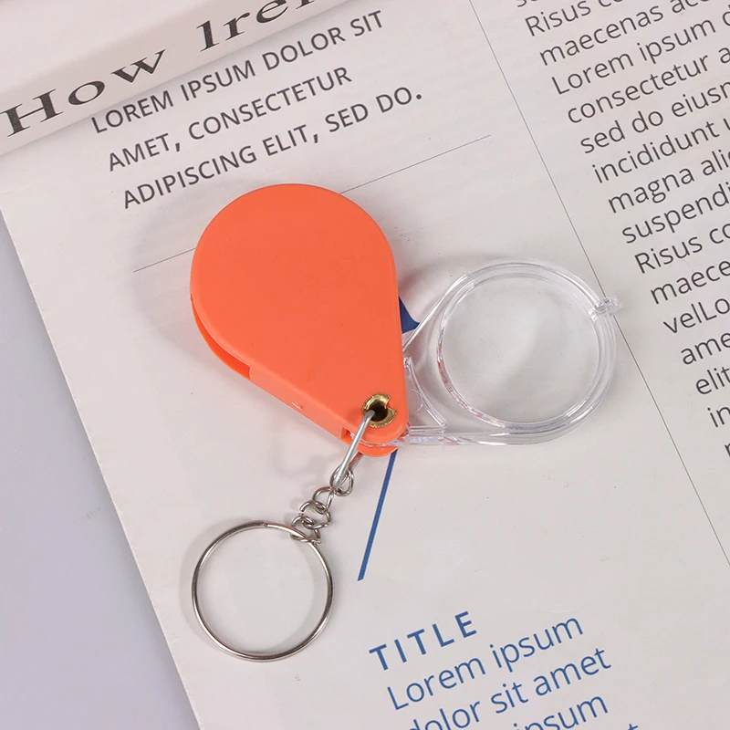 Portable Orange High-definition Magnifying Lens For Old People Pocket Magnifying Glass Small Handheld Folding Keychain Magnifier