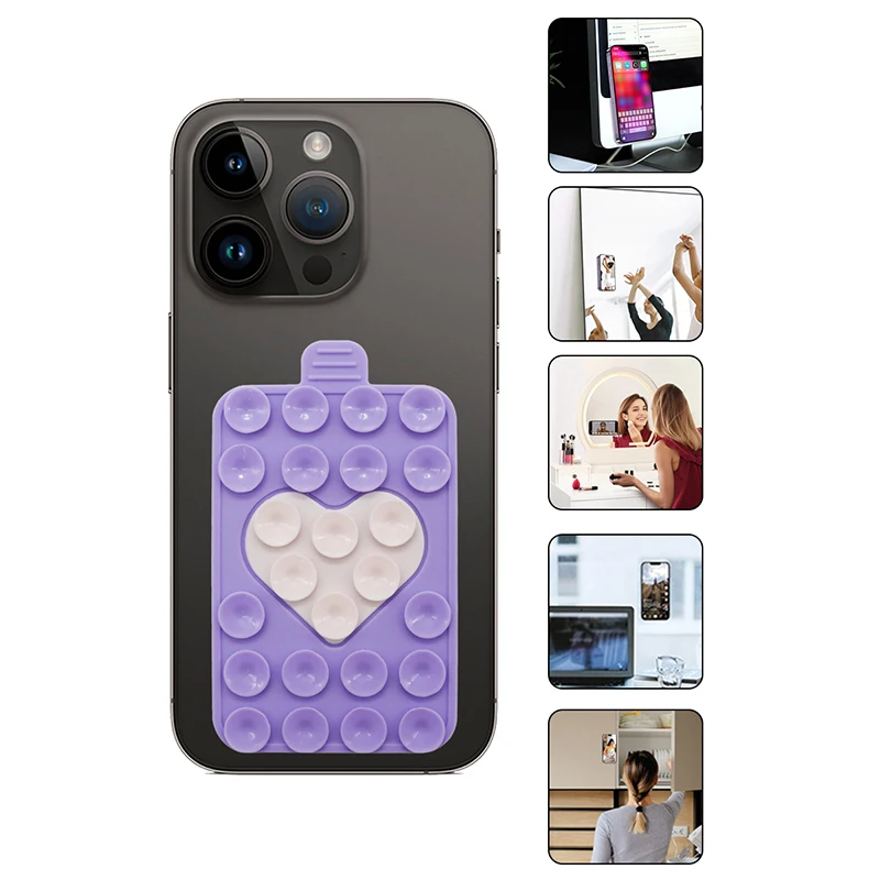 Heart Double-sided Suction Cup Anti Slip Silicone Suction Cups For Mobile Phones Mobile Phone Holder Backed Adhesive Fixed Pad