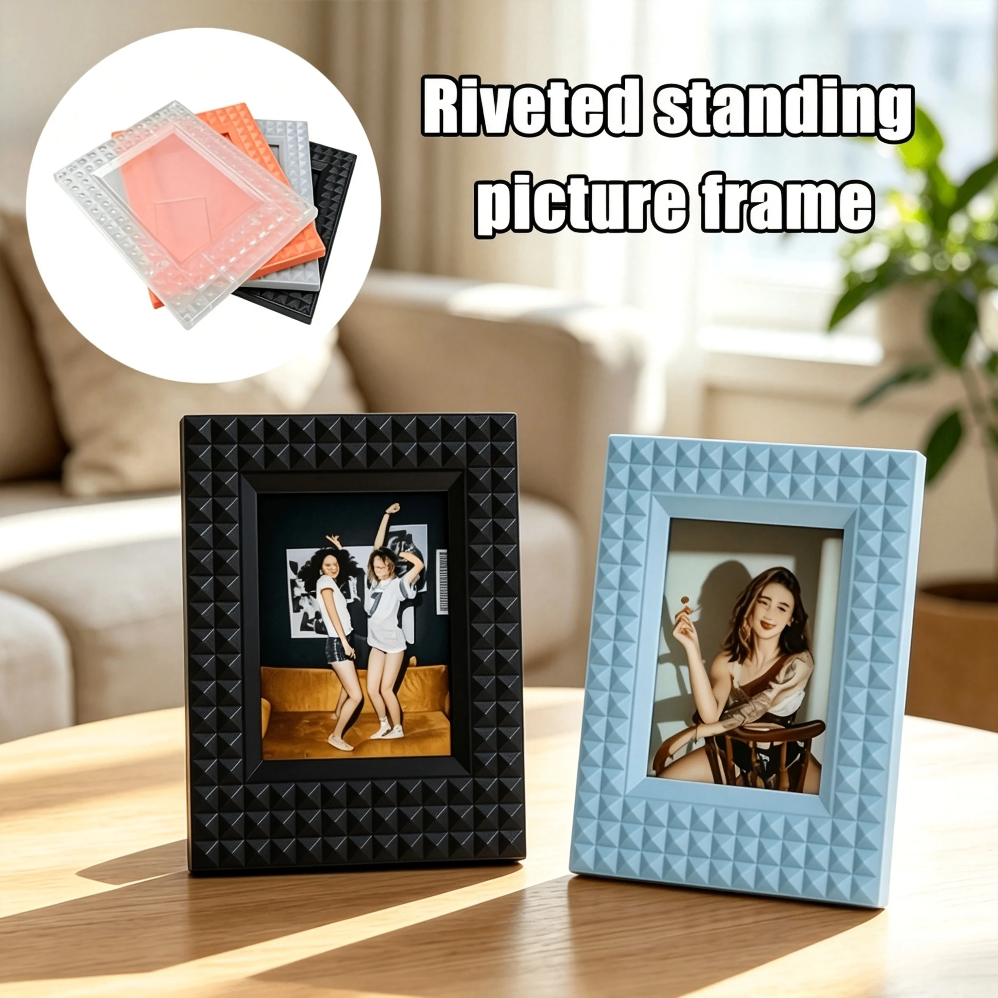 1PC Colorful Rivet Polaroid Photo Frame Stand up Creative Star Small Card 3-inch Photo Frame Set Platform Polaroid Photo Frame
