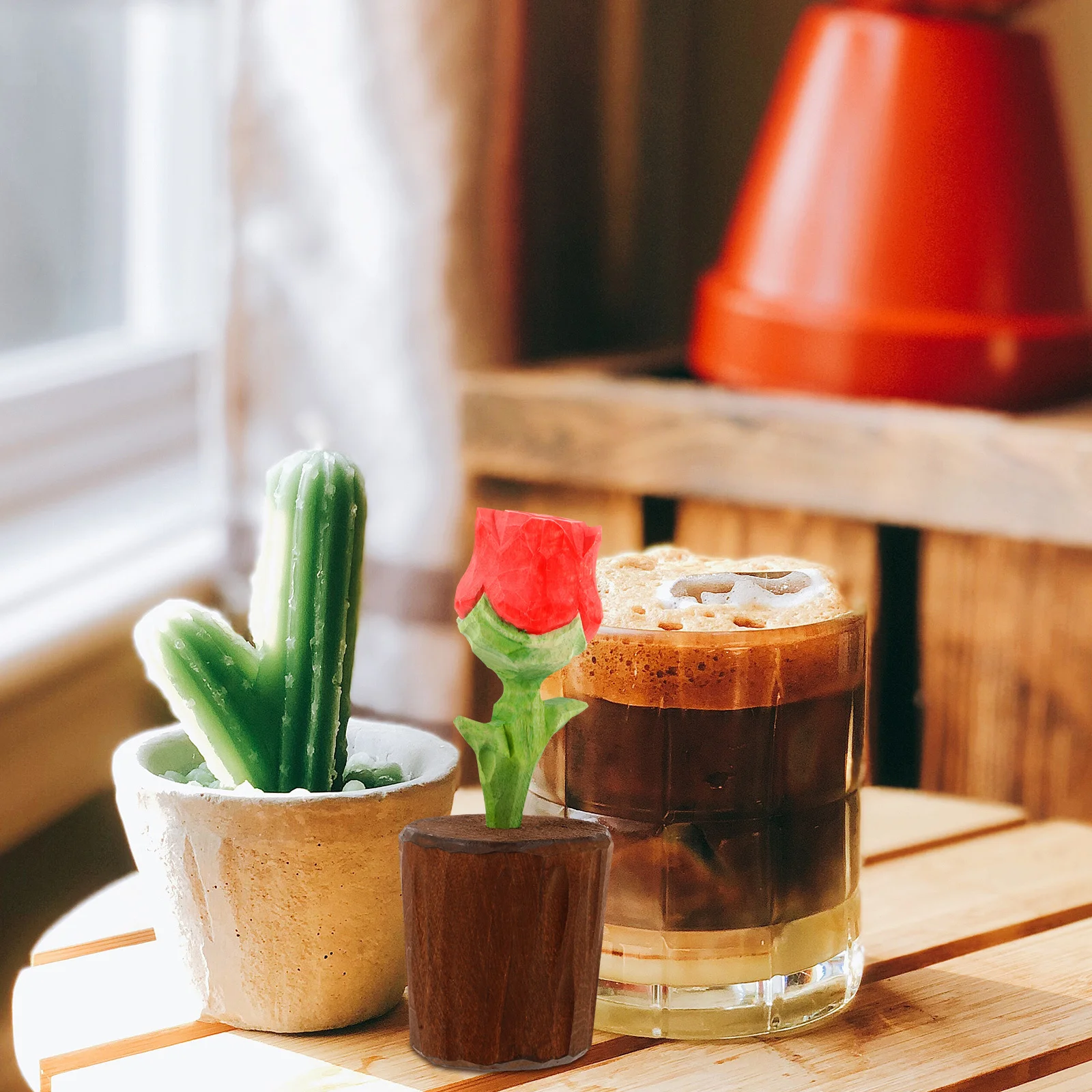 

Wooden Rose Flower Handmade Craft Ornament Valentine Day Gift Home Decoration Romantic Present Wooden Rose Valentine's Day Gift