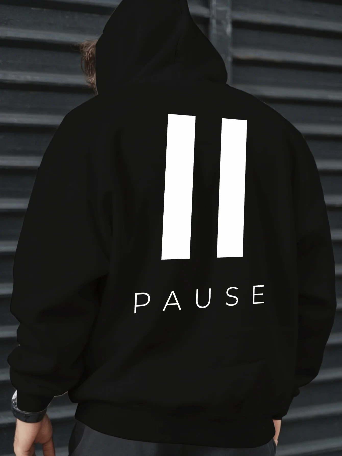 Mens minimalist swag Daily Wear Pullover Hoodie Modern Pause Text Art PrintAutumn winterCasual Streetwear Relaxed Fit Sweatshirt