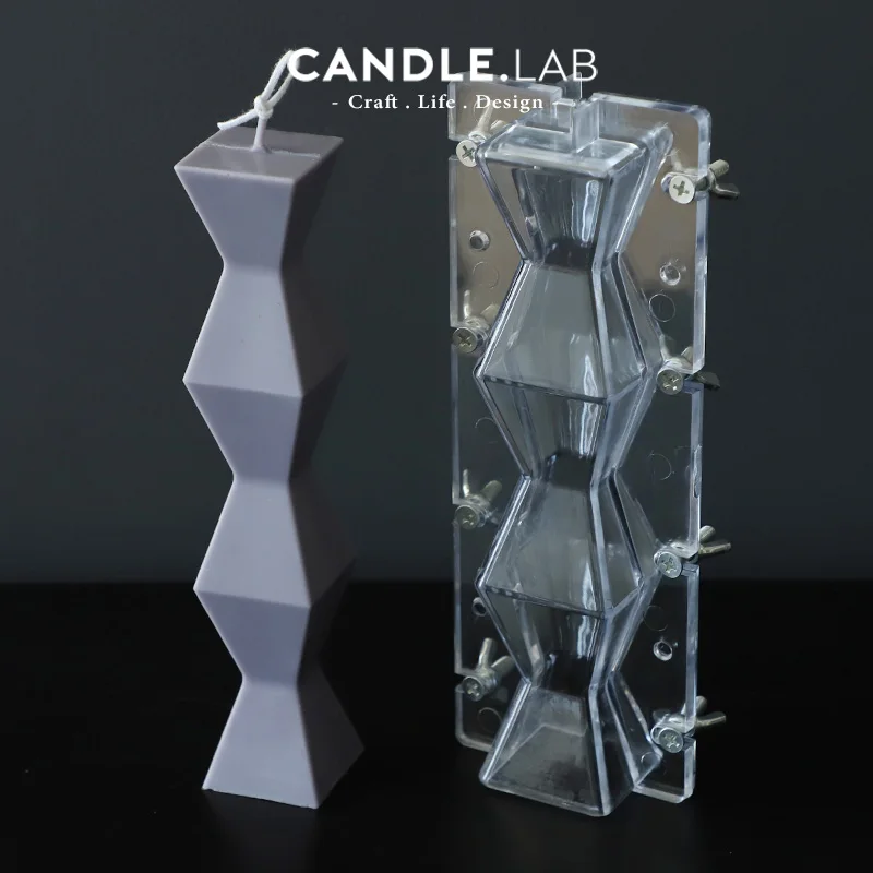 

CANDLE.LAB | Multi-faceted Geometric Shape Pillar Candle PC Mold Transparent Hard Plastic Mold