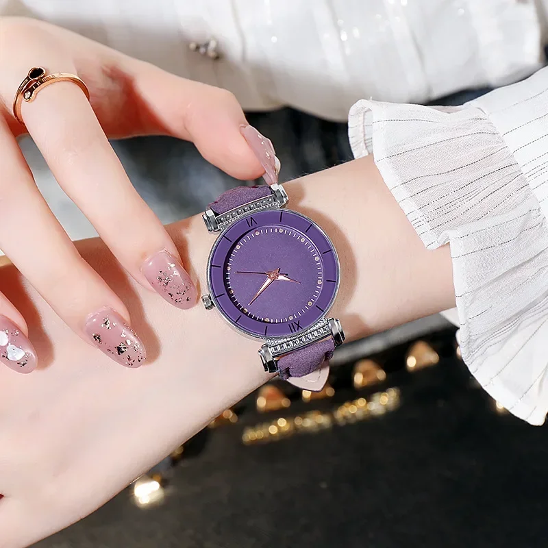 New Luminous Matte Belt Quartz Watch Women Light Luxury Quartz Wristwatches Female Elegant Solid Color Watches Calvin klein