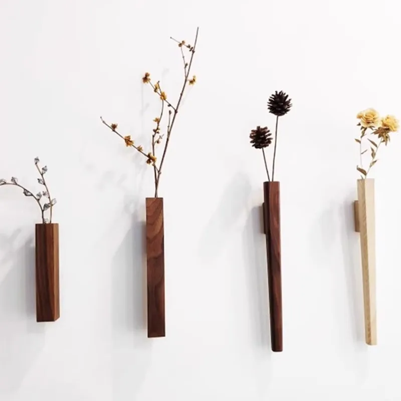 

Minimalist High-end Style Vase Household Decorative Item Solid Wood Creative Minimalist Vases O Vaso Living Room Decoration