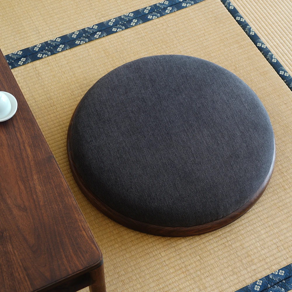 Banqueta baixa redonda futon de madeira maciça