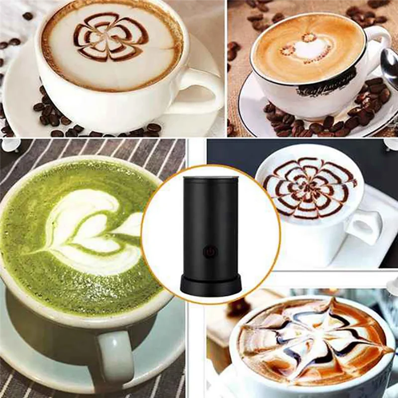 Household Electric Milk Frothers Machine Chocolate Mixer Cappuccino Coffee Latte Mixer Portable Blender - Black EU Plug-T33C