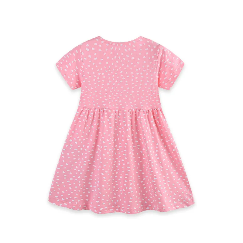 26New Summer Girls' Dress Fashionable Children's Short-Sleeve Princess Dress Dinosaur Cartoon Children's Dress