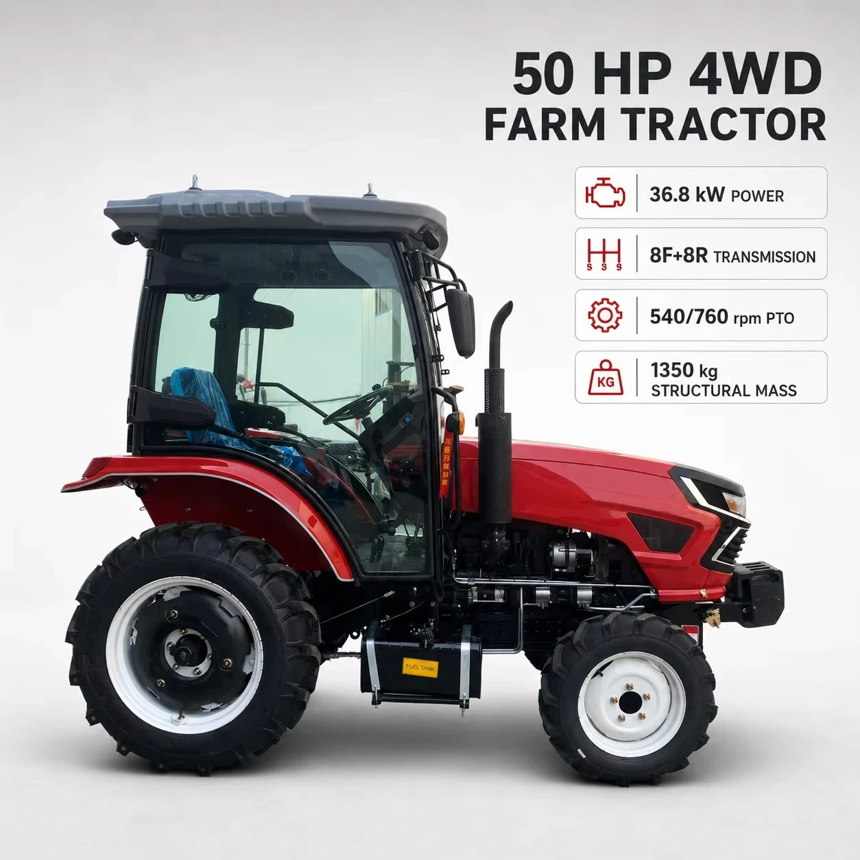 50HP 4WD Farm Tractor Agricultural Tractor with Diesel Engine Custom Color Factory Direct Price