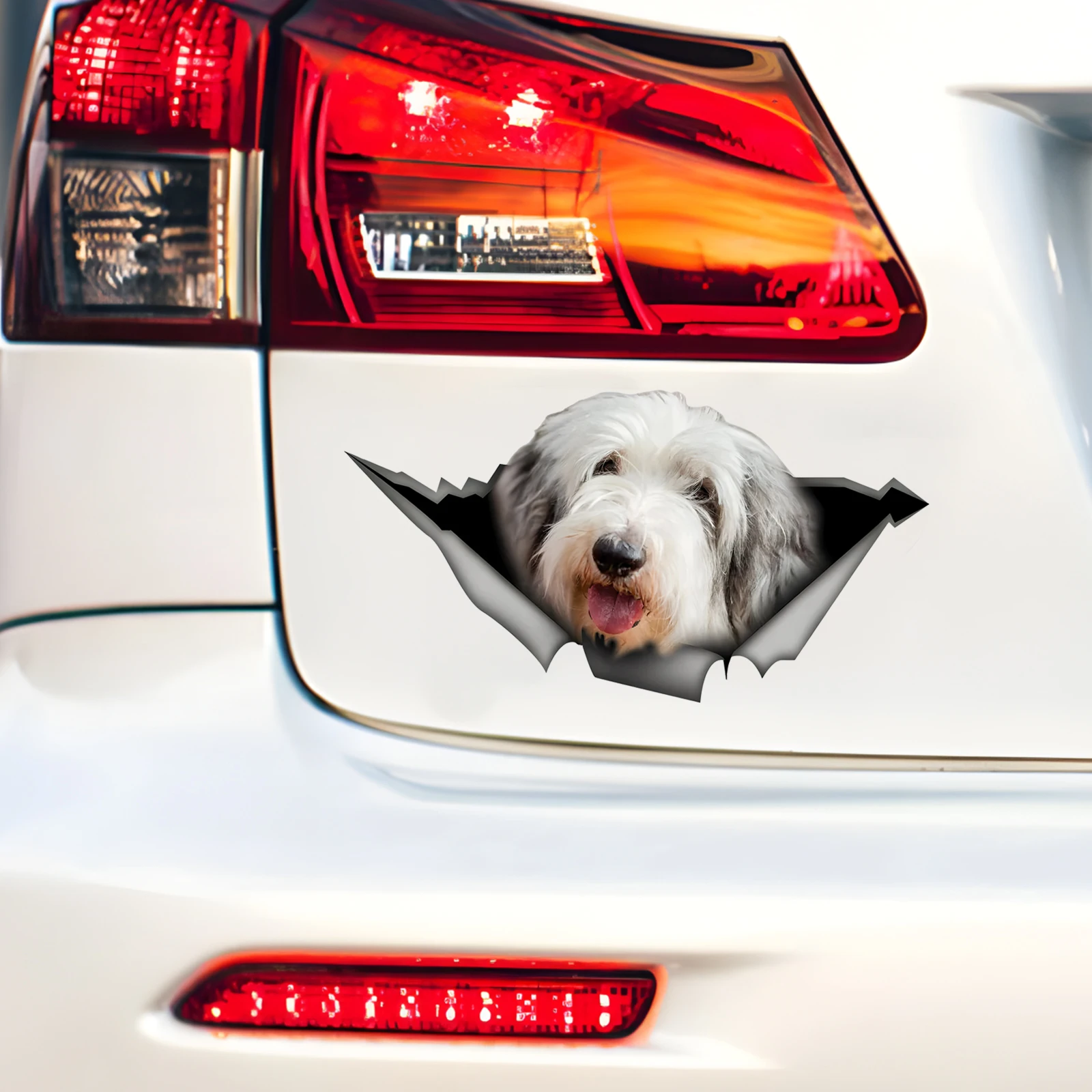 DK529# Car Stickers for Sheepdog Hidden in Holes, Waterproof Irregularly Shaped Car Decoration Decals (2)