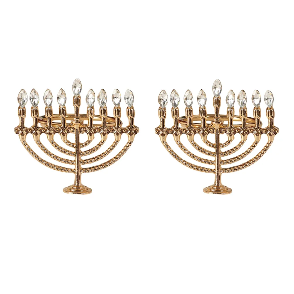 1pc Gold Napkin Ring Serviette Candlestick Buckles Jewish Hanukkah for Dining Table Chanukah Festival Wedding Party Decortion